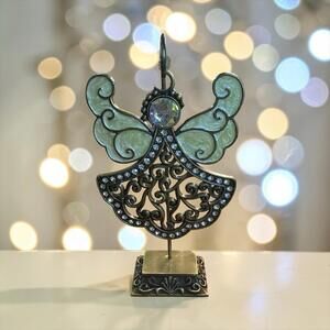 PIER 1 IMPORTS Guardian Angel Rhinestone Ornament W/Stand 6.5"H